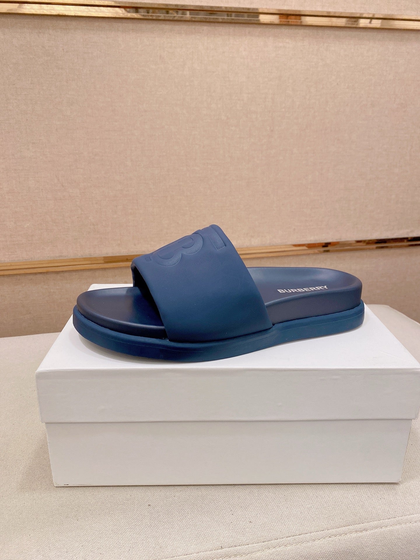 TB Embossed Slide Sandals